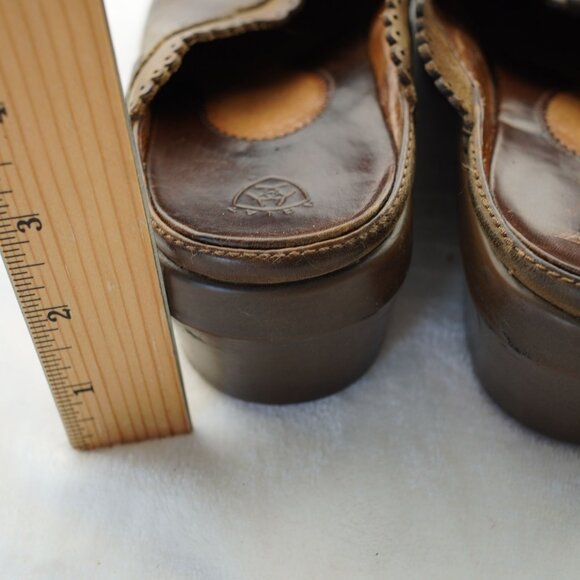 Ariat Brown Leather Western Slip-On Clogs‎ Size 10B Style 94225 - Picture 6 of 11